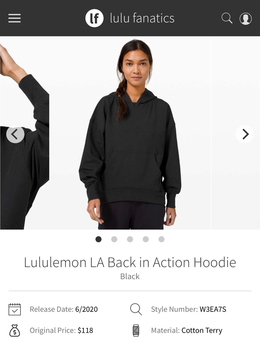 Lululemon LA Back in Action Hoodie in Black Confetti - Picture 4 of 9